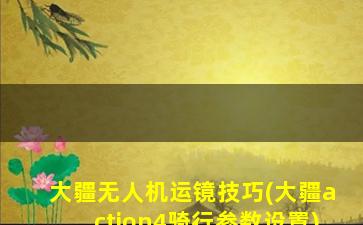 大疆无人机运镜技巧(大疆action4骑行参数设置)